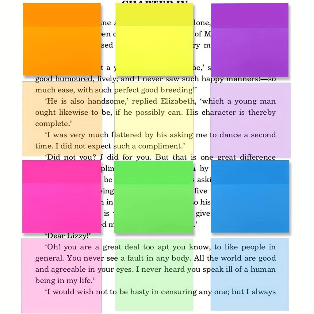 6 Pads Transparent Sticky Note,300 Pcs 3x3in,Suitable For Annotation Books,Page Markers,Index,Aesthetic School Study Supplies