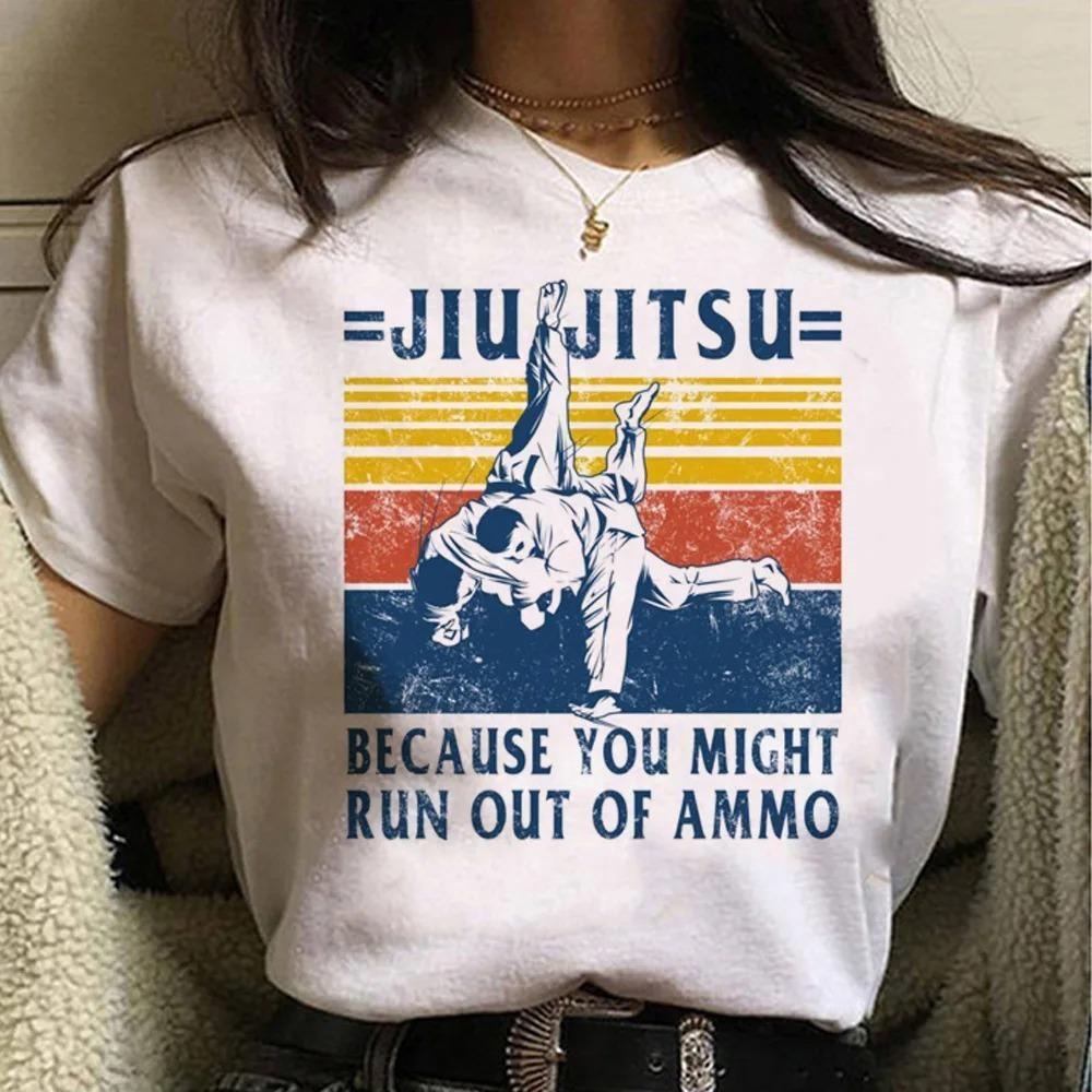 Bjj Jiu Jitsu Print T-Shirt Crew Neck Short Sleeve T-Shirts Casual Tops Women's Loose Sleeved Fashion Trendy Clothing Summer