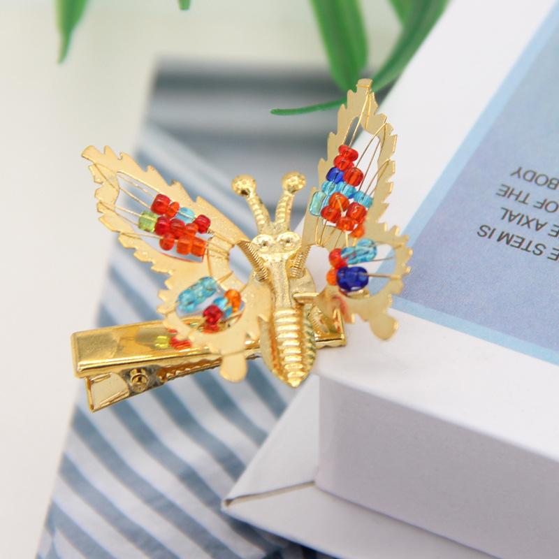 Flygende sommerfugl hårspenne, Sommerfugl rhinestone hårklemmer Elegant metall sideklemme, Bevegelig flygende sommerfugl skinnende hårklemmer