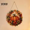 Party Decorations Pumpkin Acrylic Window Hanging Decor, Fall Harvest Wreath Ornament for Decorative Thanksgiving Halloween, Indoor Outdoor Wall Decor