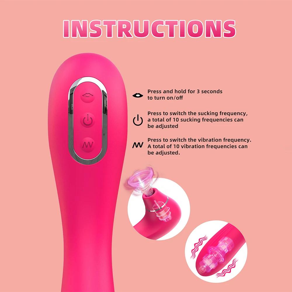Dildo Vibrator for Women Clitoral Sucking Stimulation G-spot Vaginal Massage 2 in 1 Sucking Vibrator Female Pleasure  Adult Good