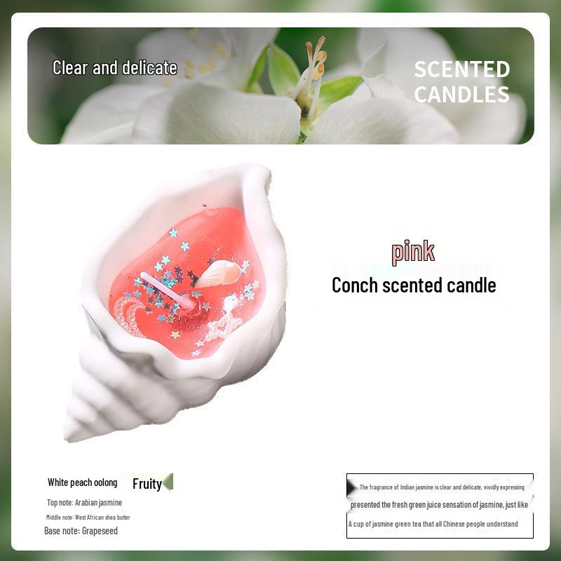 Seashell Scented Jelly Wax Candle - Handmade Conch Aroma Gift Box for Odor Removal and Elegant Decoration