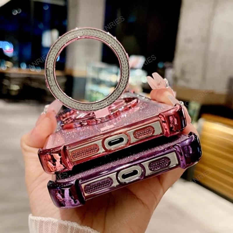 Rotating Gyro Cooling Suitable for Apple 16promax Electroplating Bracket Mobile Phone Case IPhone 15 Magnetic Protection Case