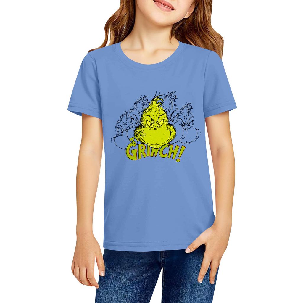 Fashionable Round Neck Short Sleeve Work Clothes Printed Tops For KID Summer Tops