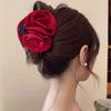 Large Size Hair Claw Fabric Rose French Hair Clip Black Wine Red Festival Hair Accessories Hairpin Fashion Hair Crabs Barrettes