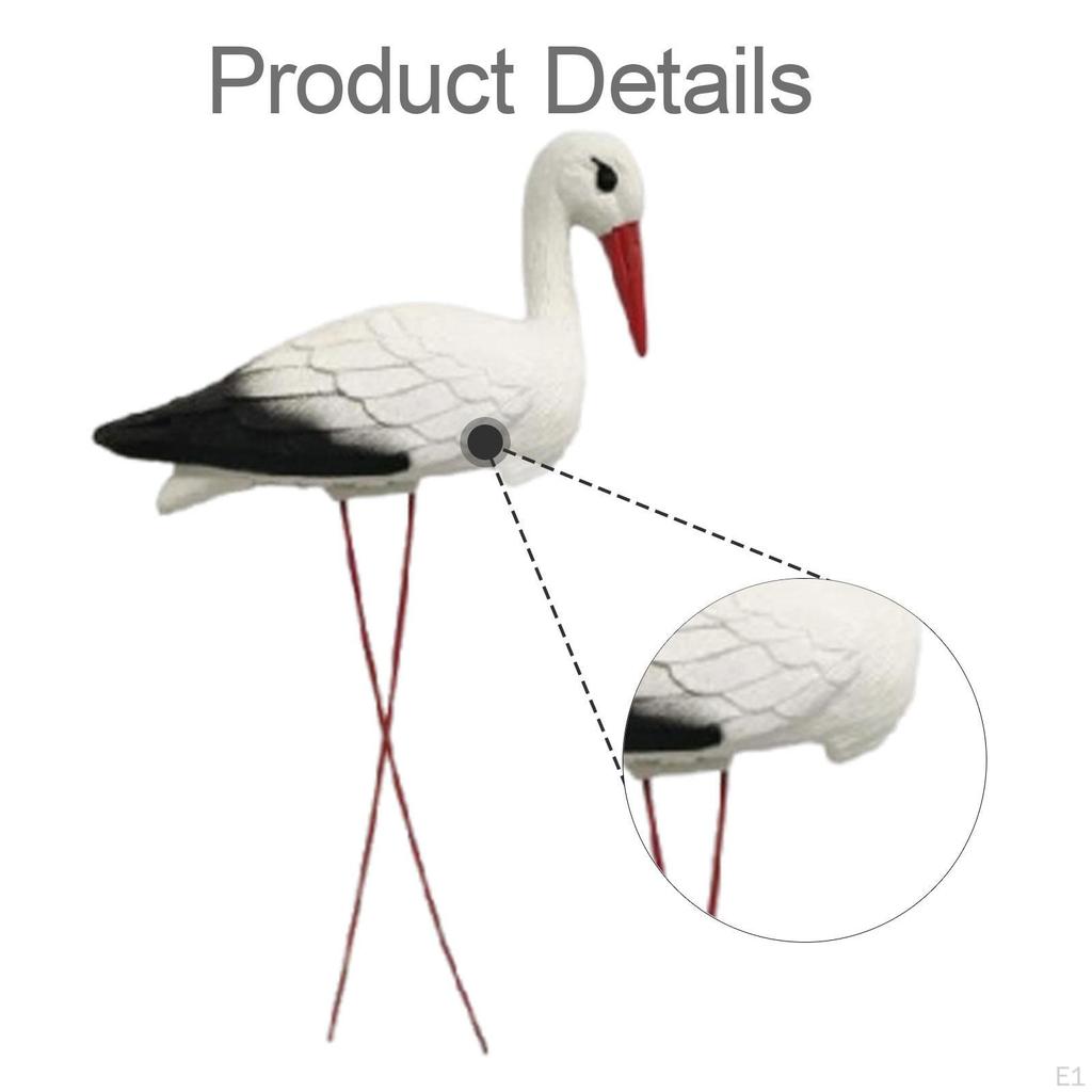 Simulated Bird Crane Miniature with Iron Wire Legs Garden Decoration 12.6x4.3x20inch Lightweight