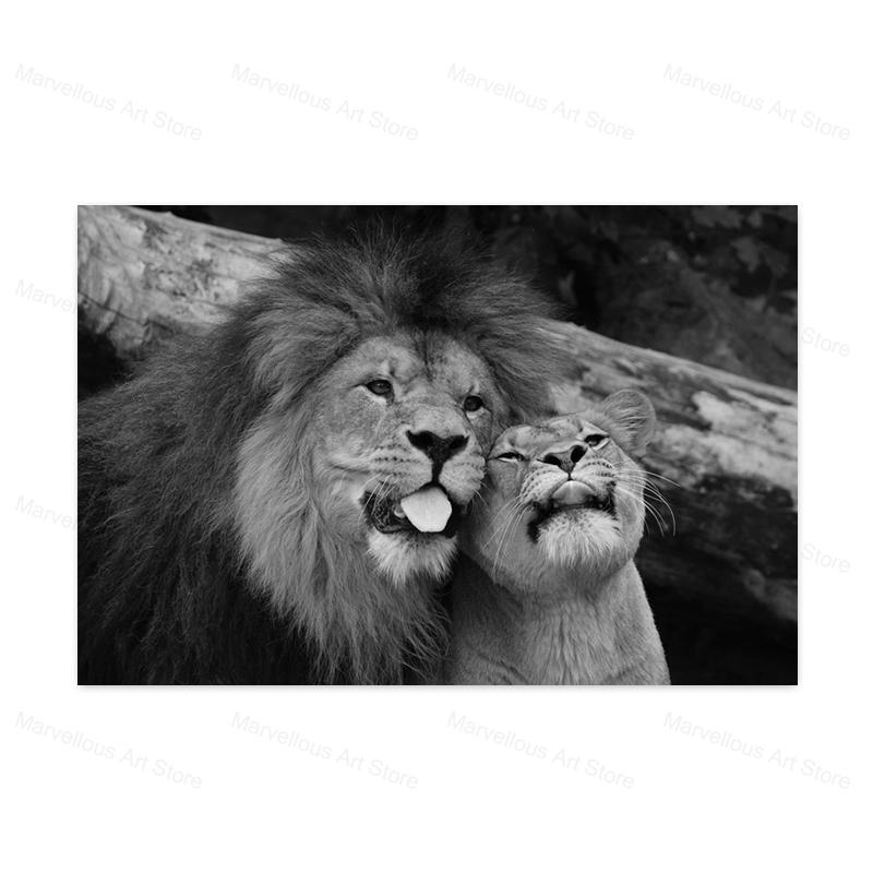 Black and White Lion Posters and Prints Painted On Canvas Painting Modern Animal Wall Art Pictures for Living Room Home Decor