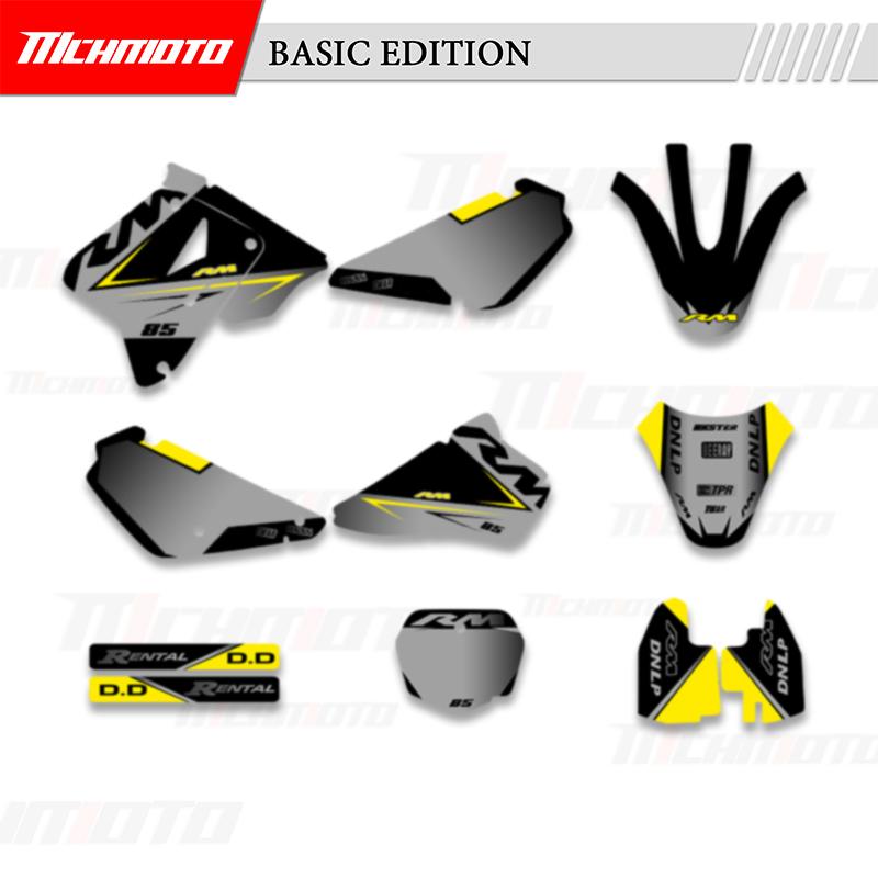 MCHMFG Full Set Graphics Backgrounds Decals Stickers Kits For SUZUKI RMZ85 RM 85 2001-2018 Number Name