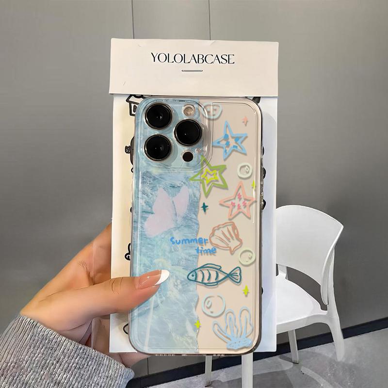 Marine Life Phone Case For IPhone 17 16 15 14 Plus 13 12 11 Pro MAX 16E 17E 17Air Phone Cover Soft Coque Funda