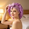 Sleeping Satin Bonnet with Elastic Tie Band Adjustable Large Silk Hair Bonnet Wrap Solid Color Women Braids Long Curly Hair Night Sleep Cap