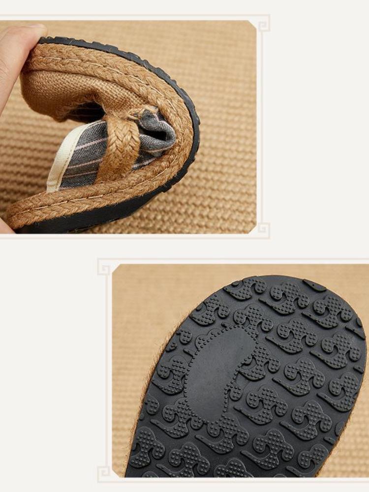 Johnature Sommerschuhe Damen-Hausschuhe, gestreift, Baumwolle, Hanf, außerhalb, flach, mit Freizeit, prägnante Damen-Hausschuhe
