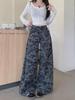 Damen Winterjeans mit hoher Taille und weitem Bein in Camouflage