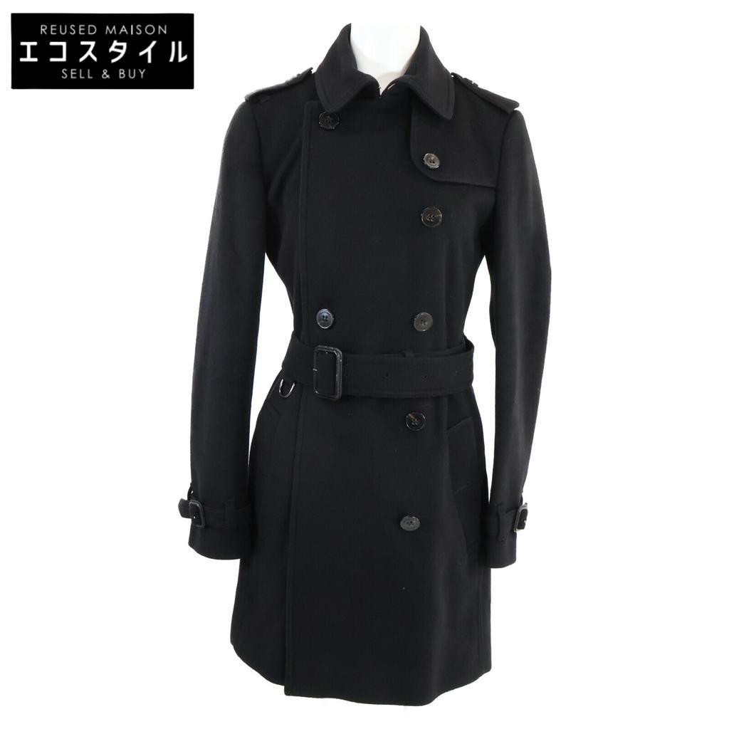 BURBERRY 3884842 Black wool x cashmere trench coat coat US4 blackUsed