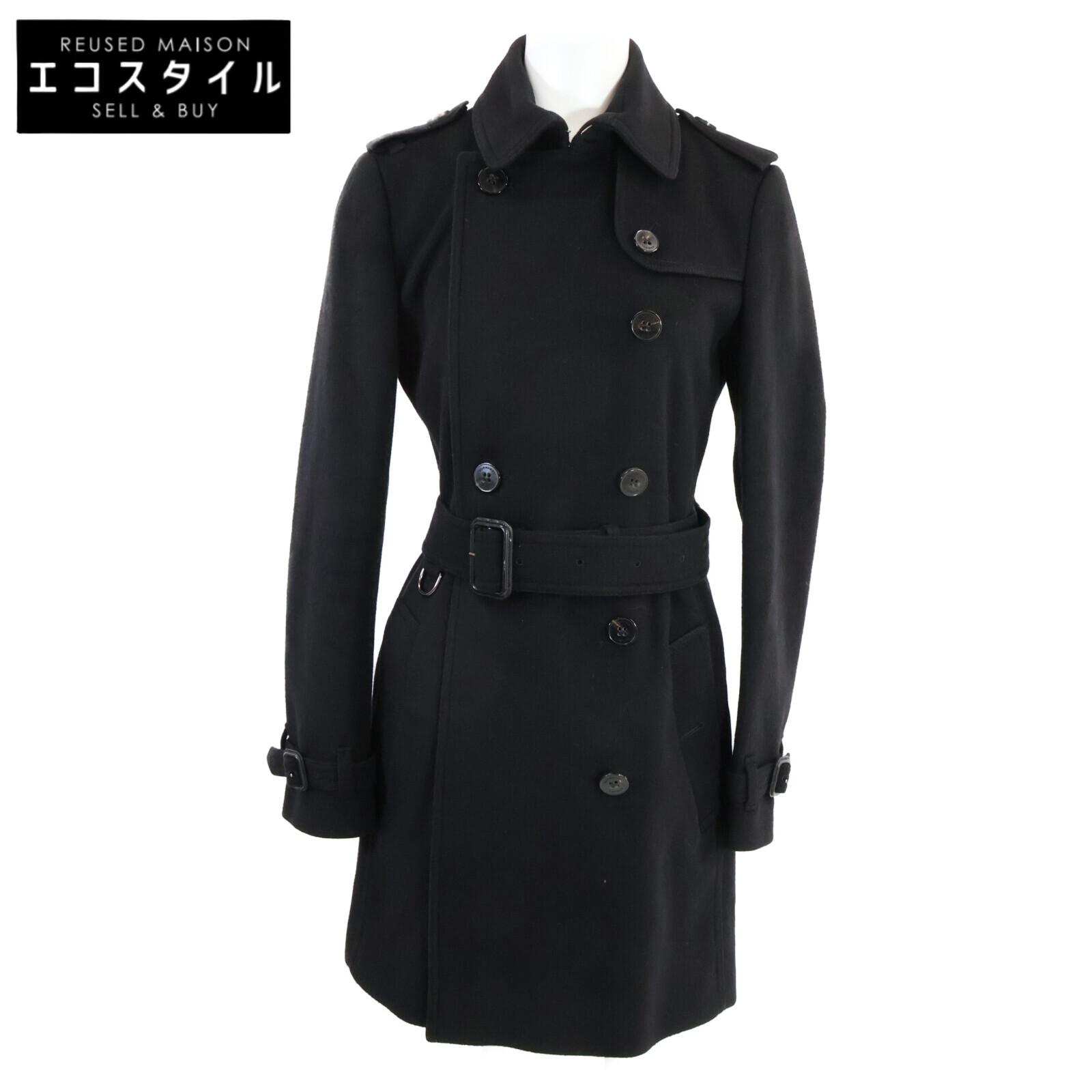 

BURBERRY 3884842 Black wool x cashmere trench coat coat US4 blackUsed