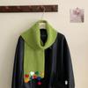Candy Color Hand Knitted Scarf Women's Sweet Heart Embroidery Scarf Fashion Korean Student Warm Muffler Winter Versatile Shawl