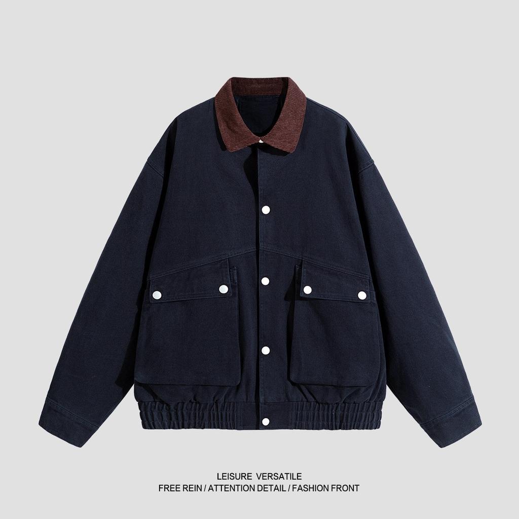 Pure Cotton Jacket for Men's New Jacket American Washable Old Loose Casual Men's Spring and Autumn Clothing
