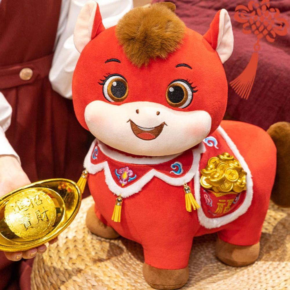 Soft Plush Horse Plush Doll Chinese Style Chinese Stuffed Horse Doll  Chinese New Year Gift