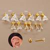 2PC Stainless Steel Minimal Crystal Triangle Piercing Earrings Helix Studs Tragus Cartilage Studs Earring Christmas Jewelry Gift