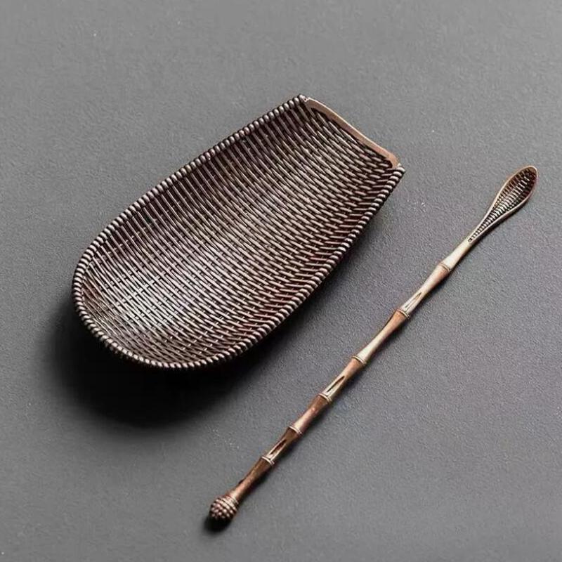 2 Stück Legierung Weben Chaze Tee Schaufel Set Handgefertigt Kaffeebohnen Aufnahme Werkzeuge Traditionelle Kung Fu Tee-Schaufel Zubehör Teezeremonie