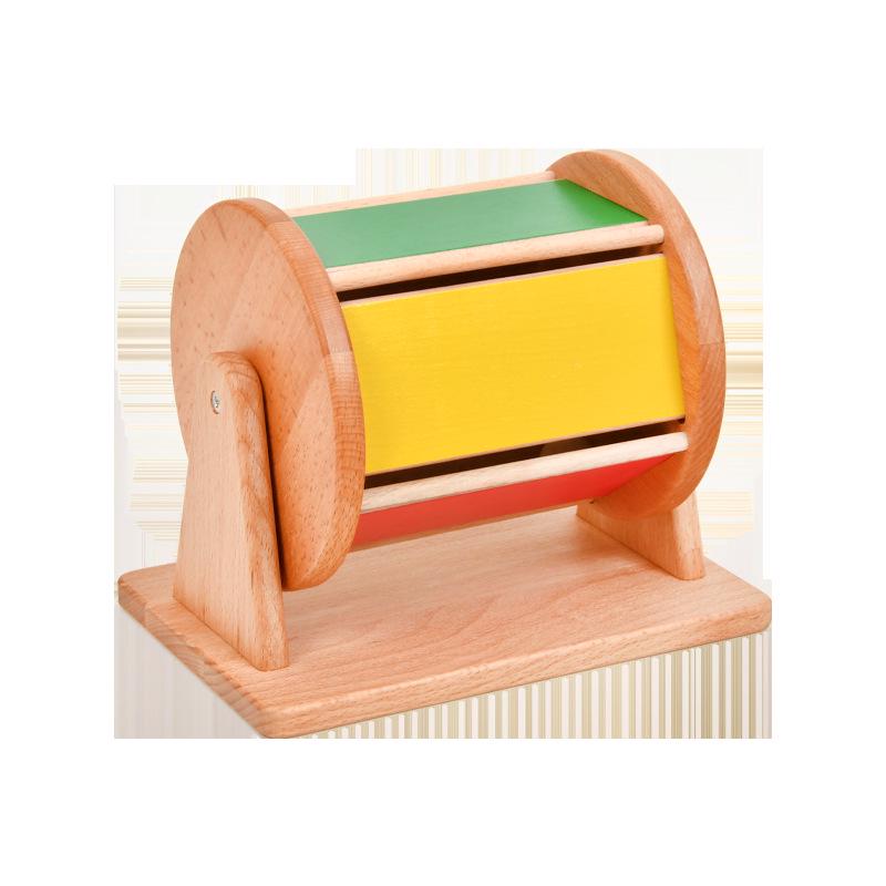Beech Wood Rainbow Drum: Montessori Color Recognition Toy for Infants & Toddlers (0-3 Years).