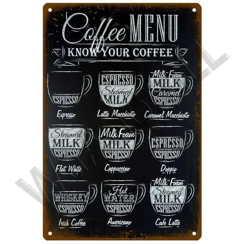 Vintage Metal Tin Sign for Coffee Kitchen Bar Decor, Retro Wall Art Plaque, Iron Painting Poster 26T0104 26T0104