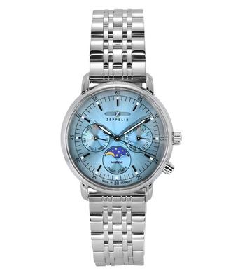 LZ14 Marine Mondphase Edelstahl Eisblau Zifferblatt Quarz Z8637M3 Damenuhr