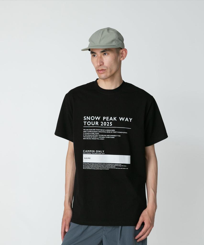 Snow Peak SPW Tour 2025 T-Shirt, Size M, Black, TS-25SU102, Perfect for Festivals, Camping, and Outdoor Activities