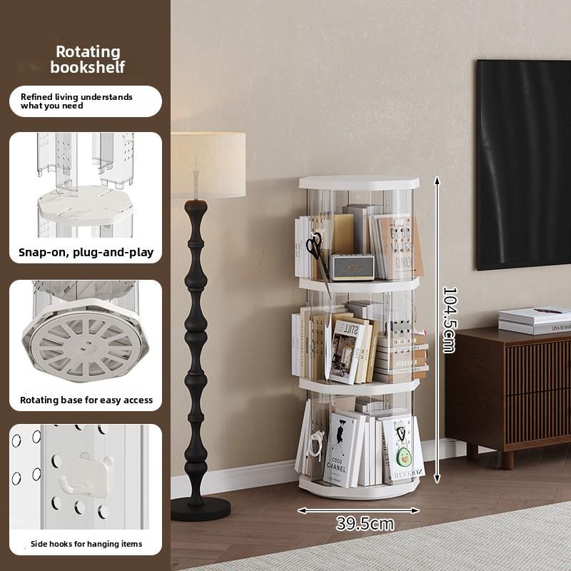 Rotating Bookshelf 360 Display 2/3/4/5 Tier Small Bookshelf for Small Space Floor Standing Bookcase Storage Rack Narrow Book Shelf Organizer