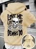 American Retro Gothic Skeleton Heart Double-sided Printed Men Hip Hop Sports Hoodie Soft Loose Trendy Athletic Top