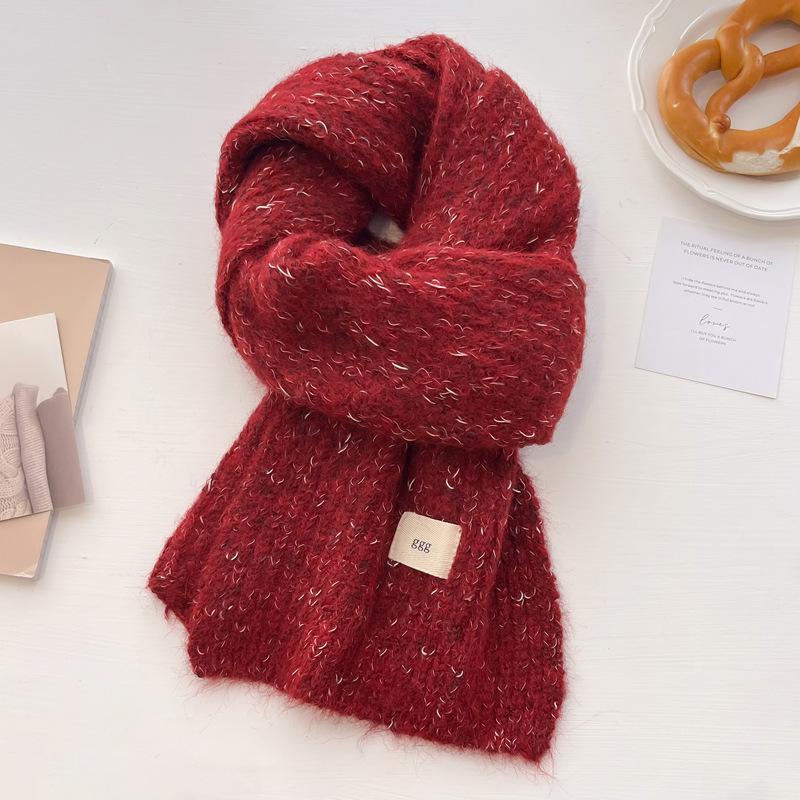 Wool Wool Scarf Women's Winter New High-end Sense Thickened Warm Knitted Scarf Couples Versatile