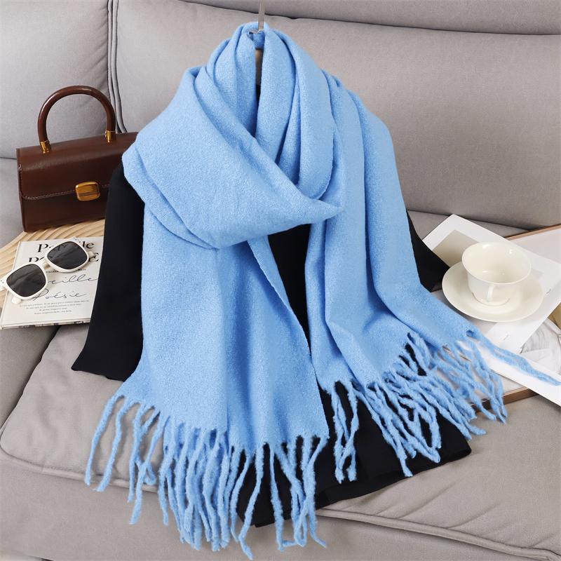 New Winter Scarf For Women Long Warm Cashmere Scarves Hijab Solid Lady Shawl Wrap Female Pashmina Bandana Head Scarfs