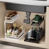 Rustproof 2-Tier Under Sink Organizer Carbon Steel Slide Out Cabinet Storage Shelf  for Kitchen