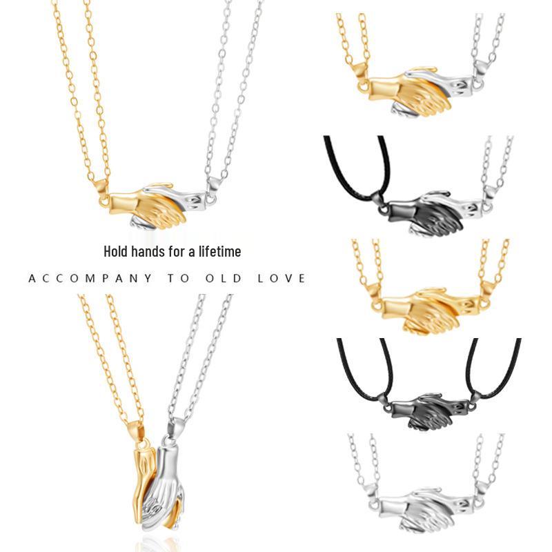 Magnetic Couple's Hand-in-Hand Necklace: Unique Design for Men and Women