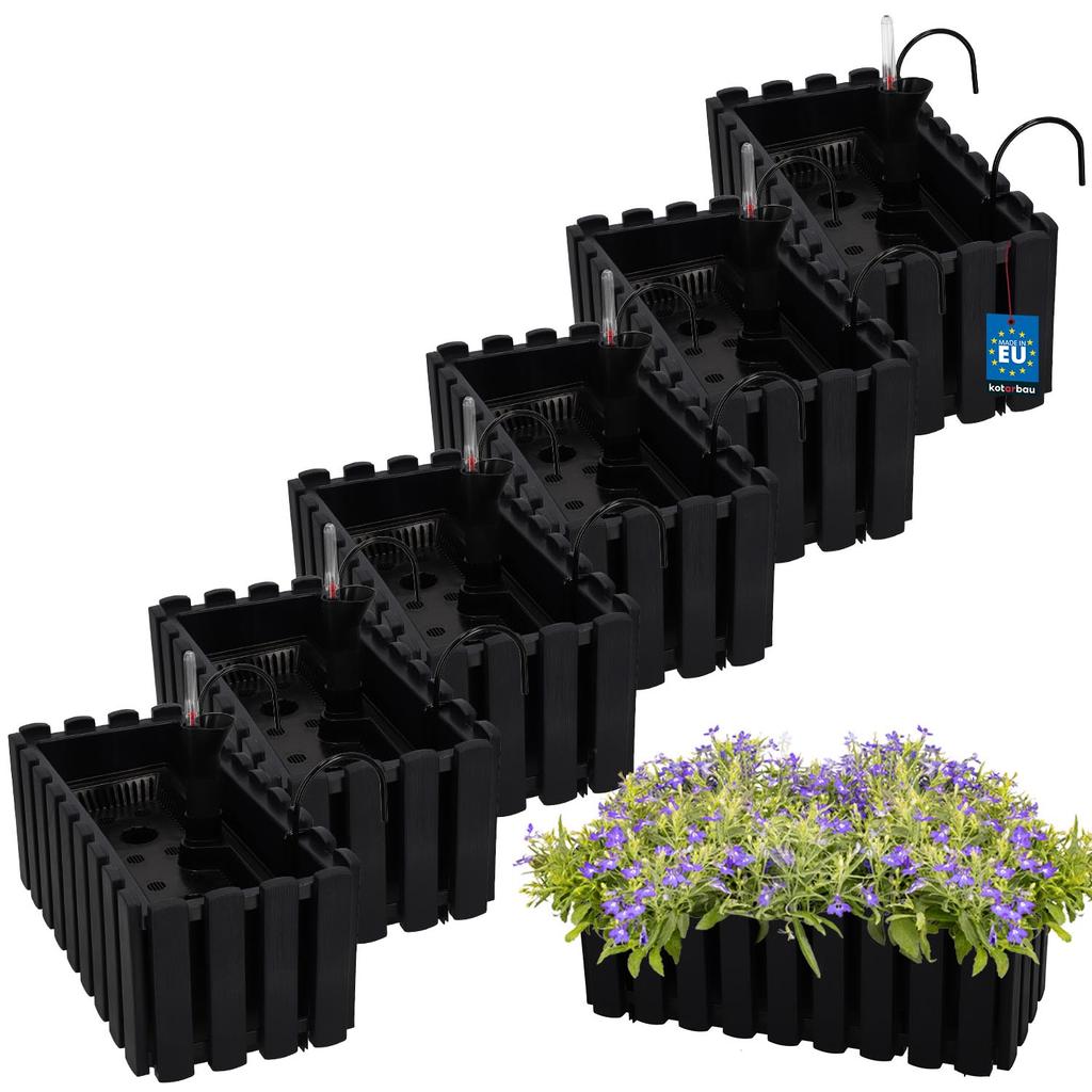 Flowerpot Balcony Box for Balustrade Terrace Flowers Anthracite 40cm 6 PCS