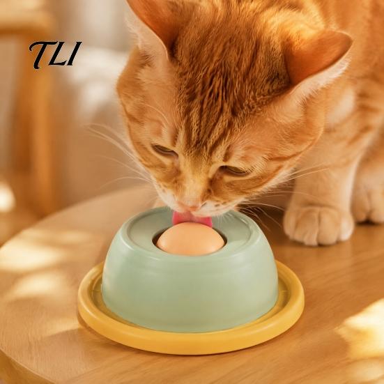 Katzen Napf für Nassfutter Slow Feeder Leck Napf, Interaktives Haustier mit Rotierendem Ball, Langlebig Grad Rutschfest Hund Orbital Design Joghurt, Knochenbrühe