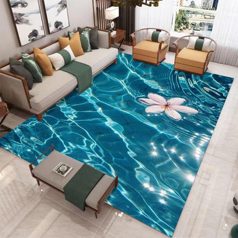 Nautical Coastal Bath Rug Starfish Seashell Coral Beach Ocean Themed Bathroom Kitchen Flannel Non-Slip Mat Indoor Decor Carpet