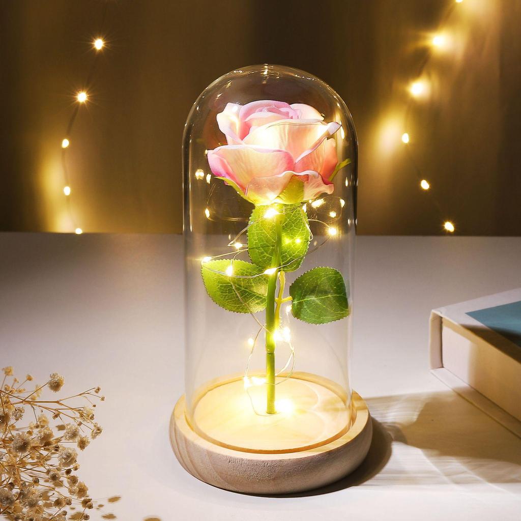 Eternal Rose Night Light: Glass Dome Gift for Christmas, Valentine's Day, or Qixi Festival