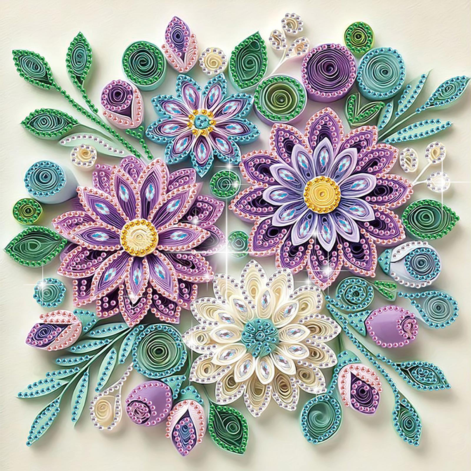 

Flowers Special Shaped 5D DIY Partial Drill Diamond Art Kit for Adults Beginners Home Decor Crystal Diamond Art 11.81 X11.81inch