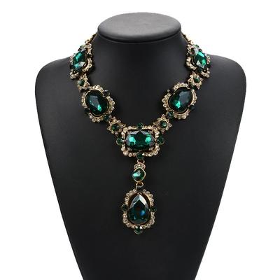 Exaggerated Alloy Glass Crystal Collarbone Chain Temperament Popular Gemstone Water Drop Necklace