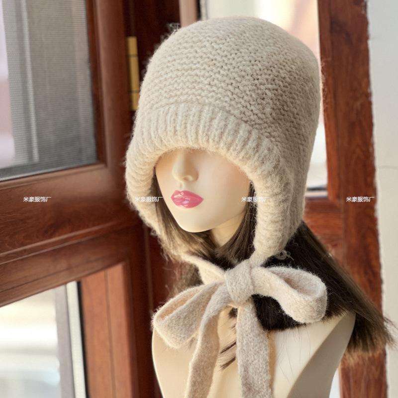 New fashion bag hat casual versatile wool hat winter warm ear protection solid color knitted hat pullover hat tide
