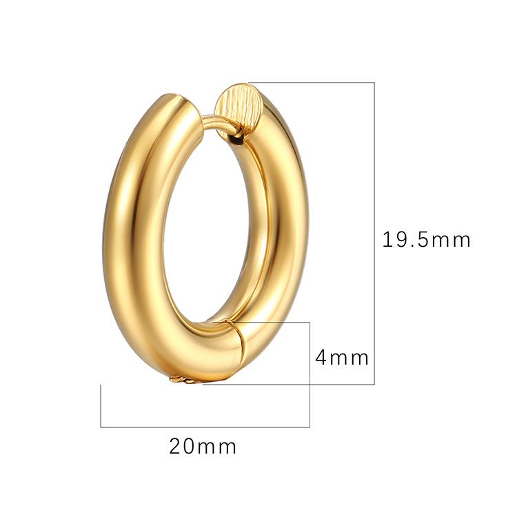 Wind Premium Black Gold Plated 18K Gold Stainless Steel Ear Buckle Geometric Round Titanium Steel Earrings