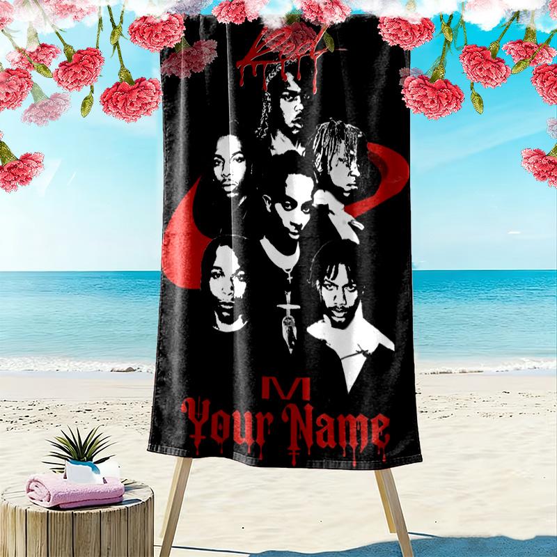 Name Custom Carti Print Beach Towel, Large Soft Quick Dry Towel for Beach Camping Swimming