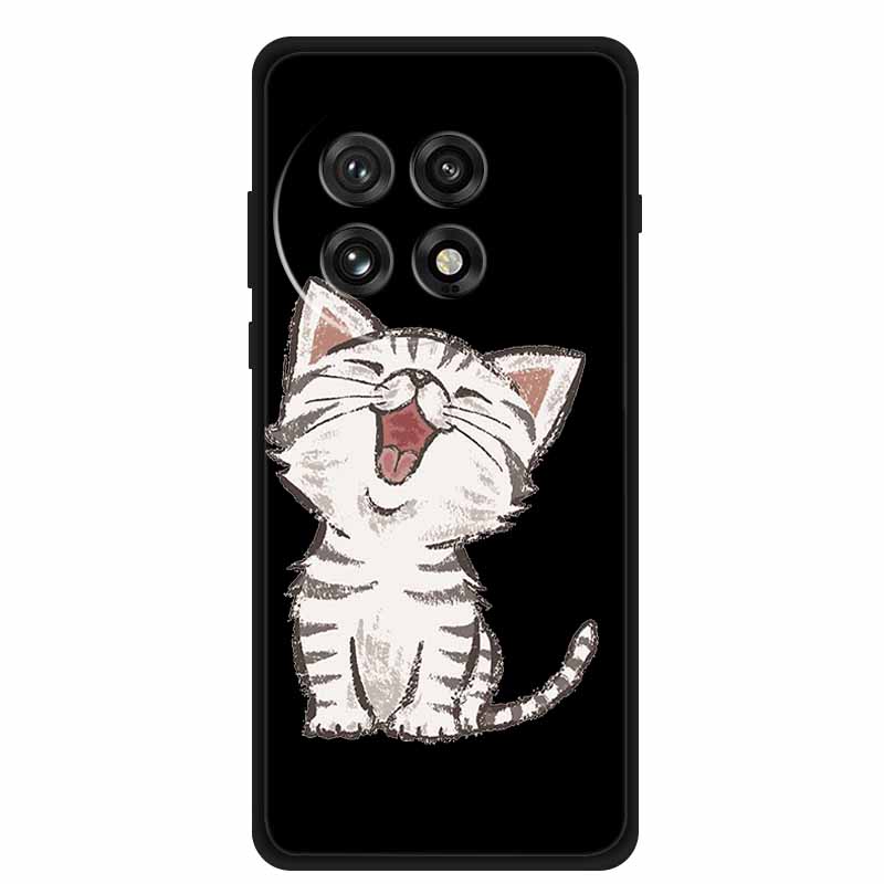 Black Silicone Case For OnePlus 13 5G Case Cartoon Cat Soft Back Cover For OnePlus Ace5 5G Ace 5 Pro 13R Phone Case Shell Coque