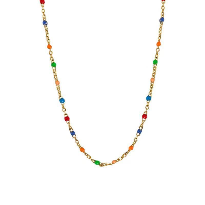 ""Tide Oil Drop Perlenkette""": 2025 Koreanisches Nischendesign, Bunte Damen-Schlüsselbeinkette & Stacking-Accessoire"