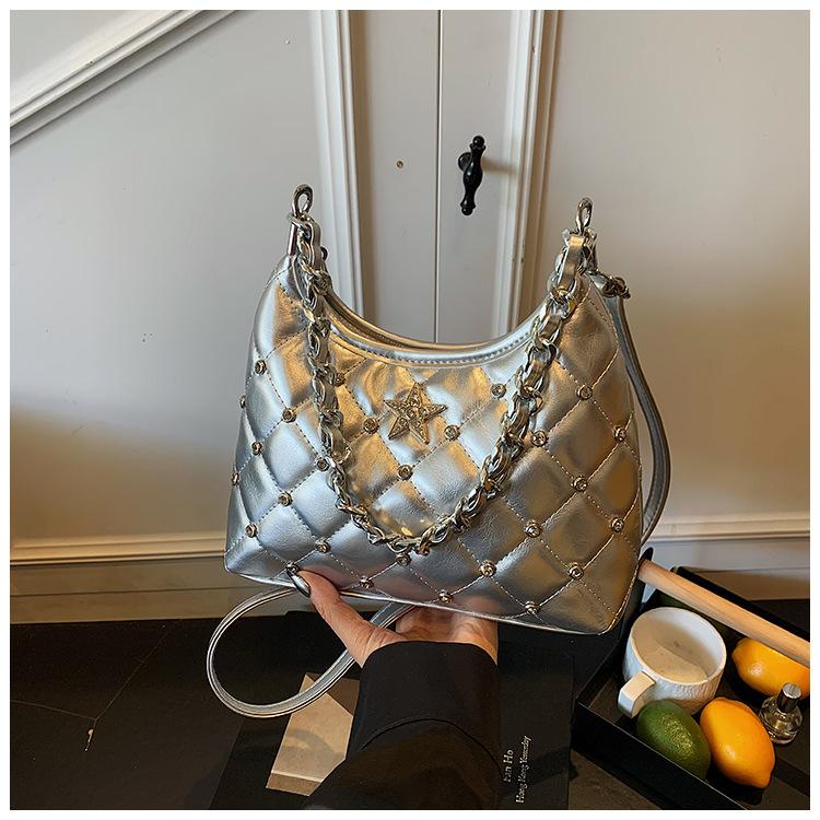 Bag Women's New Fashion Rhombus Chain Underarm Bag Niche Simple Shoulder Bag