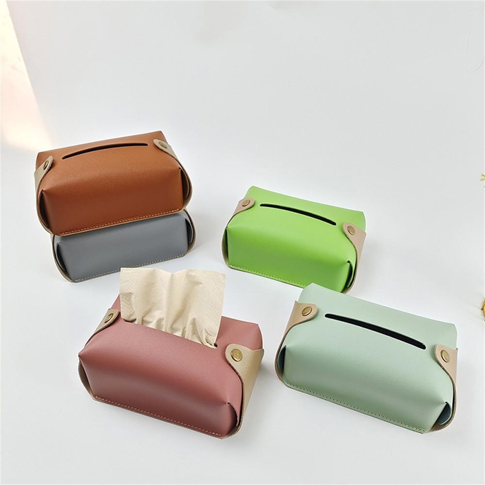 Cute Tissue Box Holder Household PU Leather Napkin Holder Organizer Bedroom Kitchen Desktop Storage Case Toilet Paper Towel Case
