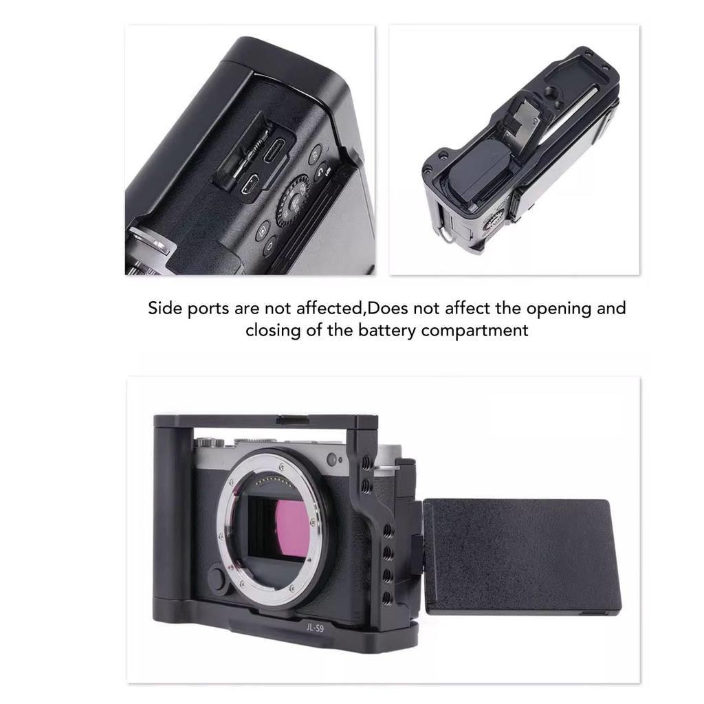 Aluminum Alloy Camera Cage for Easy Assembly and Integrated Cold Shoe Quick Release Plate for Secure Screw Screw S9, Disassembly, Mount, Arca-Style
