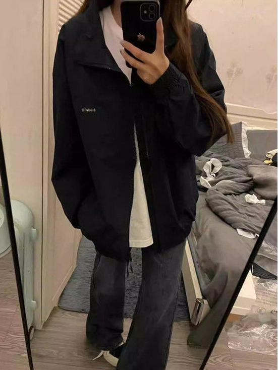 Women's American Retro Stand Collar Baseball Jacket - New, Loose, Versatile Spring Coat