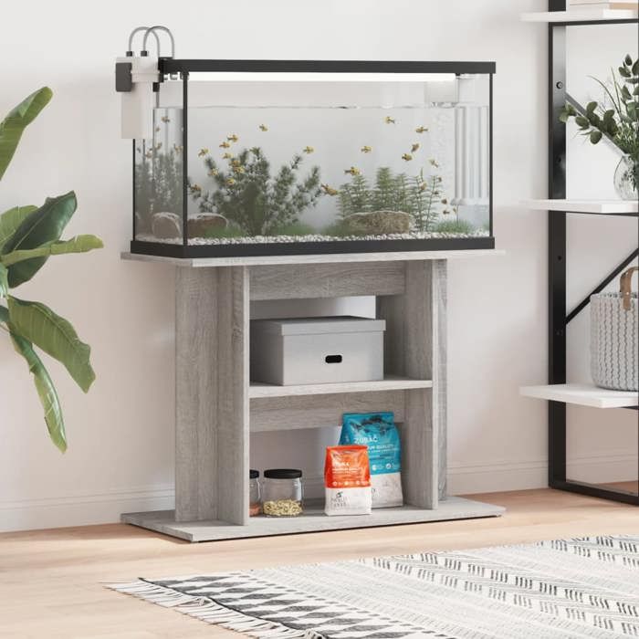 VidaXL Support pour aquarium sonoma gris 80x35x60 cm bois d'ingénierie 833581