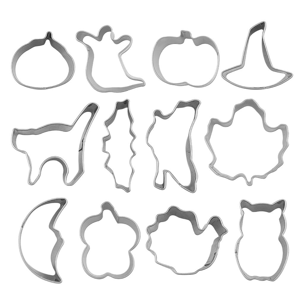 12pc Biscuit Moulds Cake Mould Halloween Cookie Mini Small Size Pumpkin Cookie Cutter Baking Tools Western Halloween Supplies L5